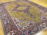 10'0 x 13'10 Yellow Persian Hand Knotted Wool Heriz Rug