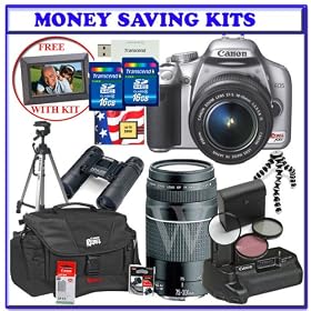 Canon EOS Rebel XSi (a.k.a. 450D) SLR Digital Camera Kit (Silver) with 18-55mm IS Lens + Canon EF 75-300mm f/4-5.6 III Telephoto Zoom Lens + Canon BG-E5 Battery Grip + Canon XS/XSI Digital Rebel Kit with Case, 58mm UV Filter and LP-E5 Li-ion Battery + Willoughby's 5-Year Extended Warranty Package