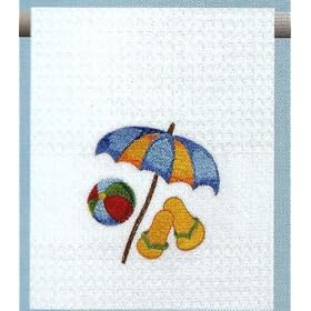 Beach Umbrella Flip Flops Beach Ball Kitchen Towel by C & F Enterprises