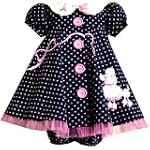 Bonnie Jean Newborn Infant Girl Blue Polka Dot Poodle Bow Dress 0-24M $27.99