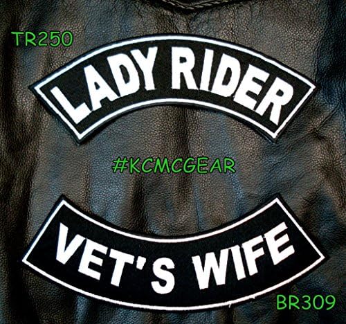 Lady Rider Vet's Wife Embroidered Patches Sew on Patches Motorcycle Biker Patch Set for Jackets