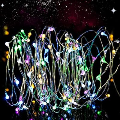 ILLUNITE LED Solar String Lights 33ft 150leds Bendable Copper Wire Lights Multi-Color Decorative Lighting for Christmas Wedding Party Home Decoration