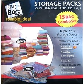 15 Original Space Bag Combo (1Jumbo, 3 X-L, 4 L, 4 M, 2 Suitcase, 1 Carry-On)