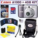 Canon Powershot A1000IS 10MP Digital Camera (Purple) + 4GB Accessory Kit