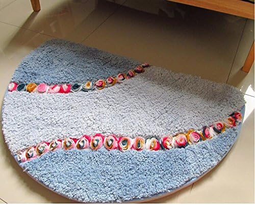 YoungChoice Embroidered Short Plush Carpet Semi-circle Antiskiding Rug Pink Blue (Blue, 40*60CM)