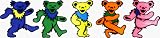 Grateful Dead - 5 Jerry Bears on Clear Background - 10" x 2 3/4" - Sticker / Decal