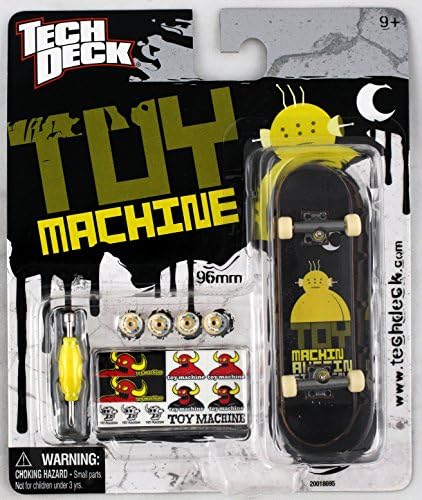 1 TECH DECK 96mm FINGERBOARD - TOY MACHINE BOARD (Black/Yellow) - Retired - New