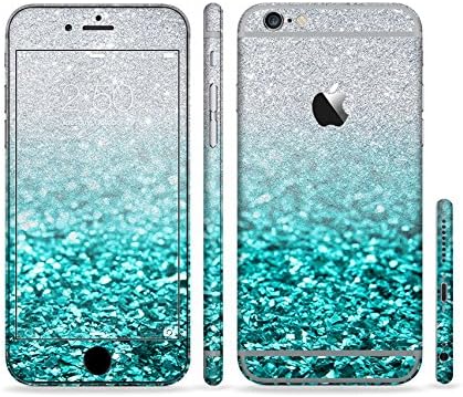 The Aqua Blue &amp; Silver Glimmer Fade Skin Set for the iPhone 6 Skin
