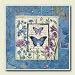 AbsorbaStone Coaster set~ Blue Wildflower Butterfly ~4 Tile Drink Coasters ~ code 316