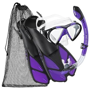 Cressi Adjustable Mask Fin Snorkel Set with Carry Bag, PR-LG