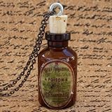 Steampunk HARRY POTTER goth Wicca witch wizard flask bottle pendant charm necklace POISON Victorian Alice in Wonderland--MINI shot bottle ODDITY sugar skull