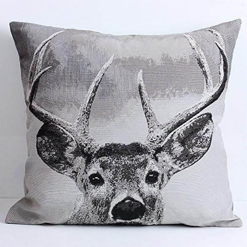 NiceSee Polyester Cotton Retro Deer Knitting Weaving Jacquard Decorative Pillow Cushion Cover 18-by-18-inch