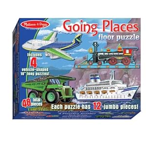 4 паззла по 12 частей Melissa & Doug Going Places Floor Puzzle