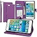 Evecase iPhone 6S Plus Case, Book Style Wallet Folio Leather Case with Credit Card ID Pockets, Stand & Strap for Apple iPhone 6S Plus / 6 Plus 5.5'' Screen Smartphone - Purple