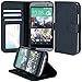 HTC One M8 Case, Abacus24-7 HTC One 2014 Wallet Case [Book Fold] Leather HTC One M8 Flip Cover with Foldable Stand, Pockets for ID, Credit Cards - Black Flip Case for New HTC One
