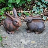 from Gardens2you Pair Of Solid Cast Iron Rabbit Garden Ornaments