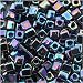 Miyuki 4mm Glass Cube Beads Opaque Black AB #401R 10 Grams