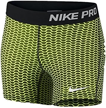 Nike Big Girls' (7-16) Pro 3" Allover Print Training Shorts-Volt/Black-XL