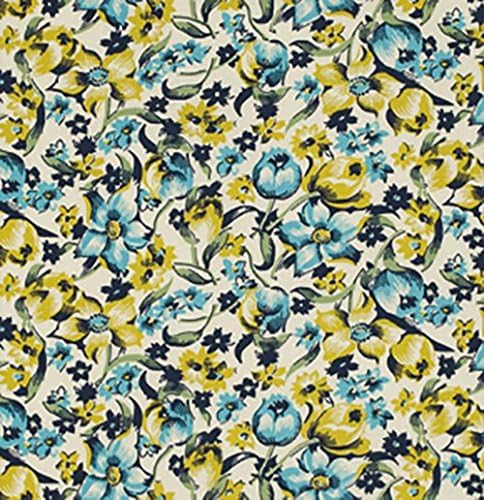 Dress Flower Willow from the Shelburne Falls collection by Denyse Schmidt for FreeSpirit Fabrics - Green Blue Floral (Yard)