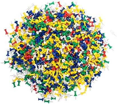 Pack of 1000 Multicolored Push Pins Thumb Tacks, 3/8" Pin, By Standard Stationers