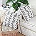 CaliTime Canvas Throw Pillow Cover Case for Couch Sofa Home Decoration Ikat Malposed Zigzag Chevron Geometric 18 X 18 Inches Gray