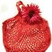 Short Handle Organic Cotton String Bag with Clip Flower (Red)