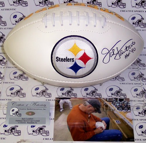 Jack Lambert Hand Signed Pittsburgh Steelers Logo Football