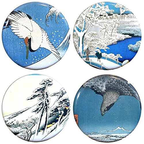 Buttonsmith Hiroshige Crane Tinker Top Set - to use with Tinker Reel Badge Reel - Made in The USA