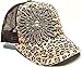 Womens Olive & Pique Large Rhinestone Flower Cheetah Print Trucker Cap
