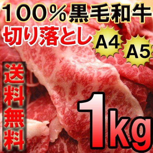 【送料無料】A4A5ランク限定♪最高級肉の訳あり品☆100％黒毛和牛切り落とし１kg