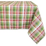 DII Machine Washable, Dinner and Holiday Tablecloth 52 x 90", Holly Jolly Plaid, Seats 6 to 8 people