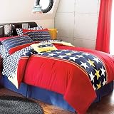 Racer Stars Patriotic Full Comforter Sheets Bedding Set