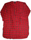 Private Label - Mens Long Sleeve Plaid Flannel Nightshirt, Red, Hunter