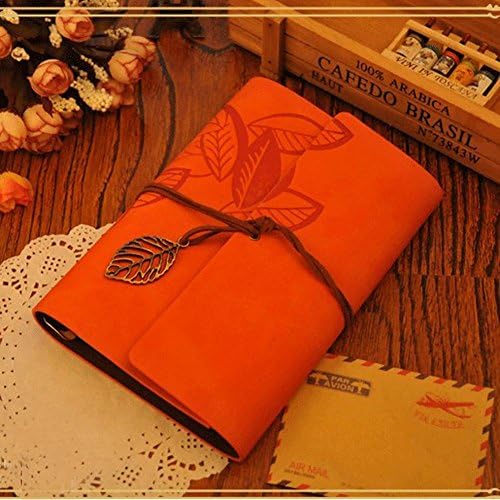 Blogger Small 4'' x 6'' Retro Vintage PU Leather Leaves Bound Journal Notebook Travel Diary Blank Loose-leaf Art Sketchbooks