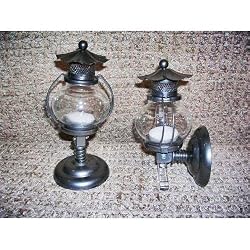 Pair of Convertable Lantern Candle Holders with Scalloped Top