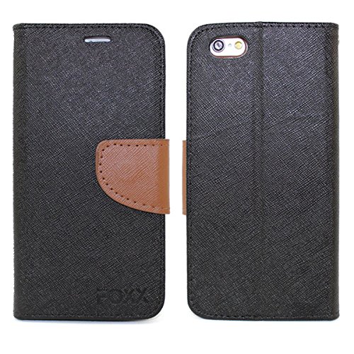 Iphone 5, 5S Case, Full-Body Premium PU Flip Cover Case for Apple Iphone 5, 5S Folio Leather Flip Wallet Case with Foldable Kickstand Stand By Foxx Electronics (Black)