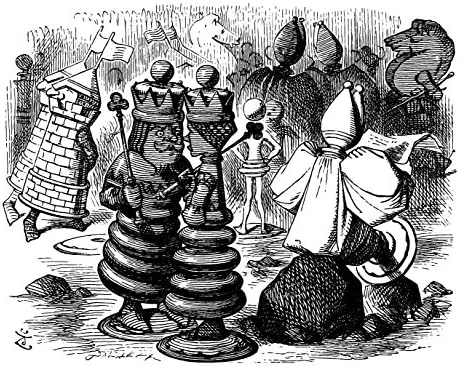 11x14 Fine Art Print, Wonderland Fine Art Print of a Party at the Looking Glass House, Alice in Wonderland Decorations, Black and White Fine Art Print 11x14 Inches (WWPLGHBW1114)