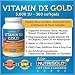 Vitamin D3 GOLD - 5000 IU (360 Softgels) Naturally Sourced Preservative-free Vitamin D