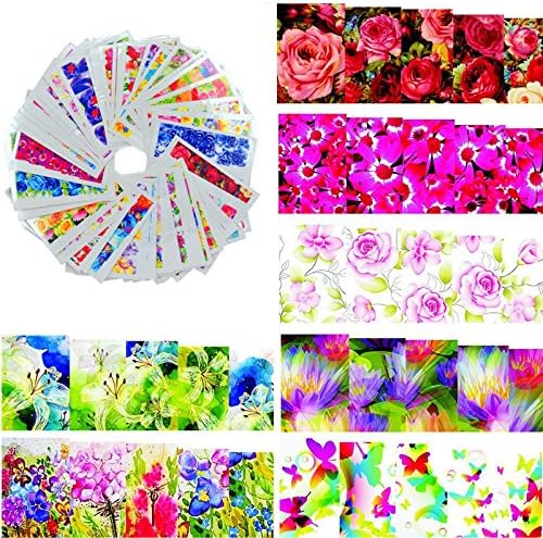 50sheets Color Flower Designs Watermark Nail Stickers Temporary Tattoos DIY Tips Nail Art Decals Manicure Beauty Tools