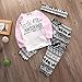 Baby Girl 3pcs Outfit Set Letter Print Long Sleeve Top+Retro Long Pants+Headband (1-2T, White)