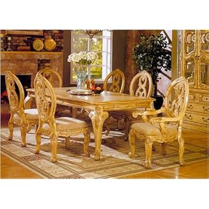 7 Piece Antique White Wash Finish Dining Set