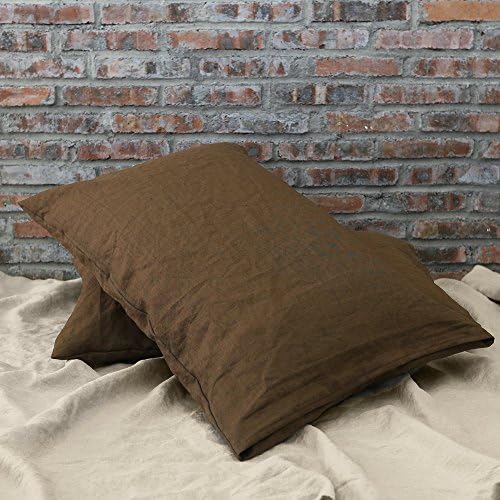 Linenshed Stonewashed Linen Standard Pillow Cases (Set of 2) Earth (20Wx28L)