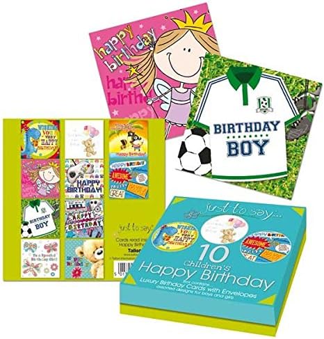 Greetingsbox Card Packs 10 Kids Birthday Greeting Card Mix of Boys &amp; Girls