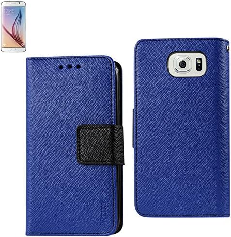 Reiko 3 in 1 Wallet Case with Interior Polymer for Samsung Galaxy S6 - Retail Packaging - Navy