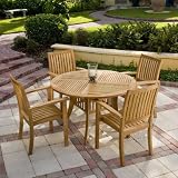 70027 5pc Grand Hyatt 5 Foot Round Sussex Teak Outdoor Set