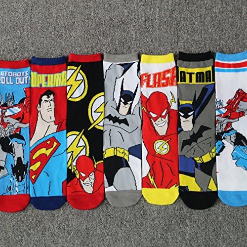 New Spring Dc Superman Cartoon Series Sports Men'S Socks In Tube Socks-Red Flash (Pack of 5)