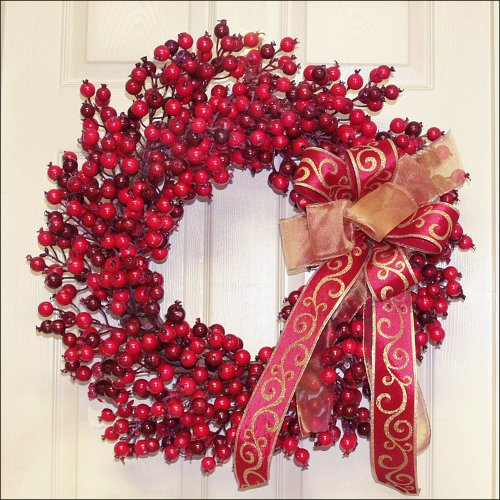 Grande Burgundy Berry Christmas Wreath WR4428B-45