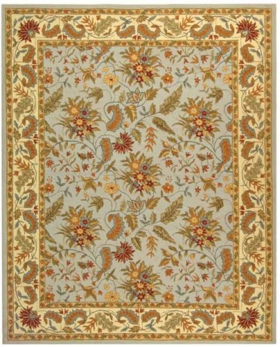 Safavieh HK141D-6 Chelsea Collection 6-Feet by 9-Feet Hand-hooked Wool Area Rug, Light Blue and Ivory On Sale