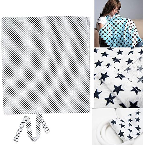 Breast Feeding Nursing Cover - Breast Feeding Nursing Cover with Soft Terry Burp Cloth Pockets (White Stars)