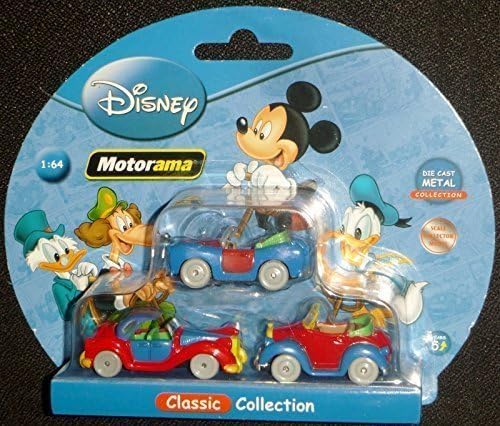 Disney Die-cast Cars Set of 3 for Mickey, Donald &amp; Scrooge McDuck 1:64 Scale by Motorama